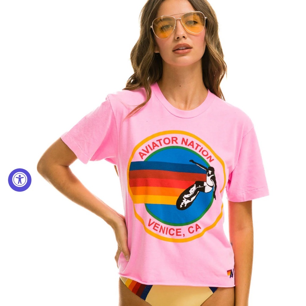 Pink aviator nation t shirt used size L